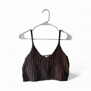 Brown wool knit Women's crop Top